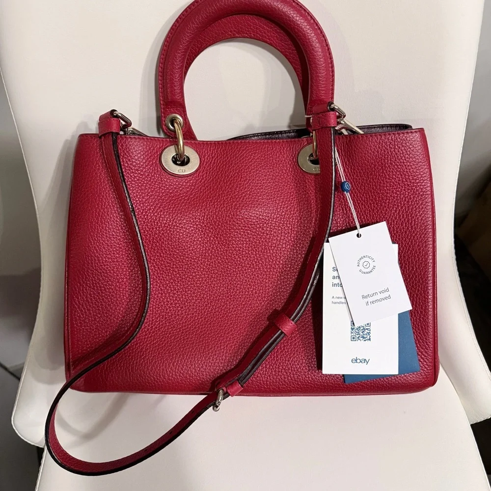 Christian Dior Diorissimo Medium Tote Red Pebbled Leather | Strap + Pouch
